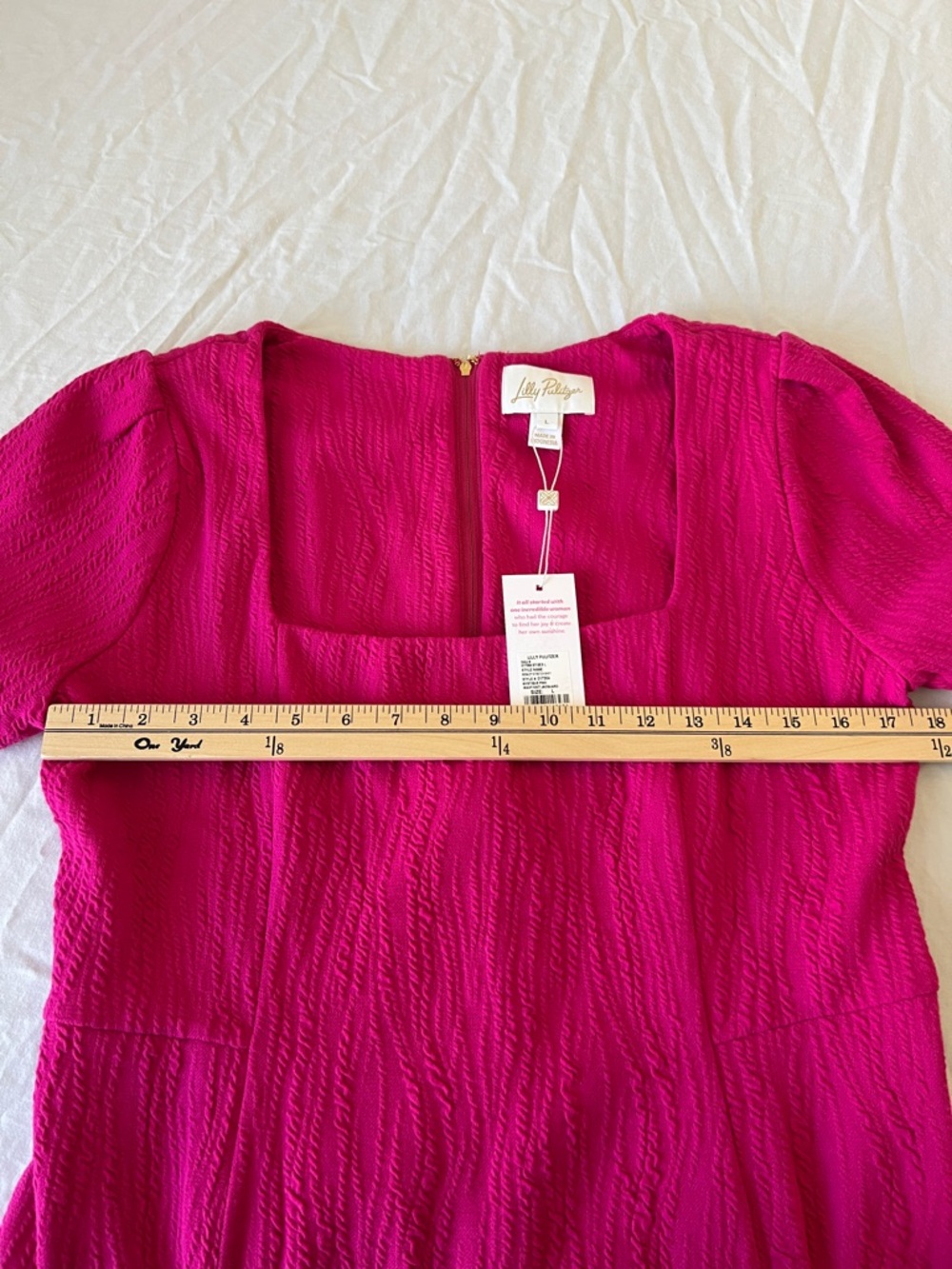 Lilly Pulitzer Brinley Stretch Shift Wavy Jacquard Mystique Pink Dress Size L - Picture 12 of 15